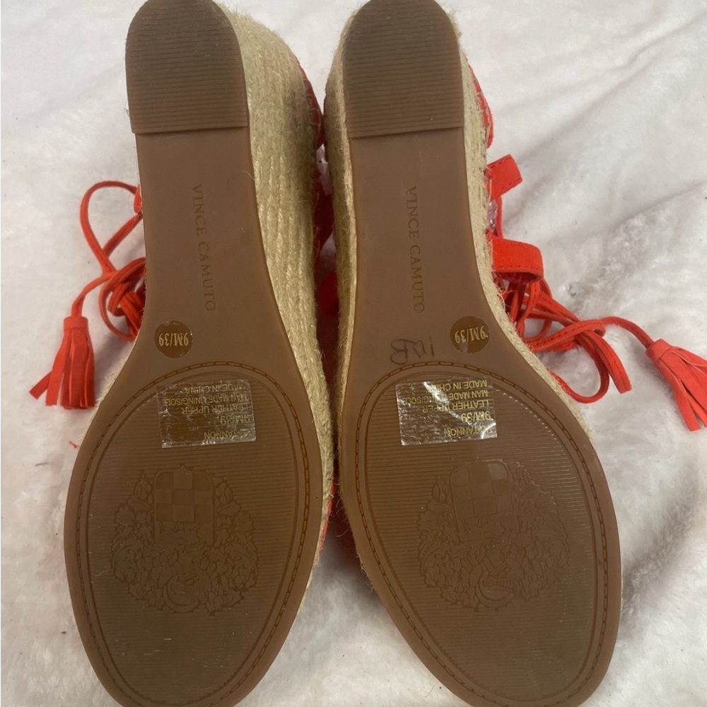 Vince Camaro Stylish Orange Wedge Sandals size 9M - Picture 10 of 10